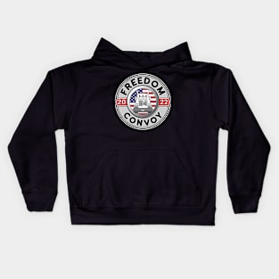 USA FREEDOM CONVOY 2022 - TRUCKERS FOR FREEDOM - GRAY ROUND BLACK LETTERS Kids Hoodie